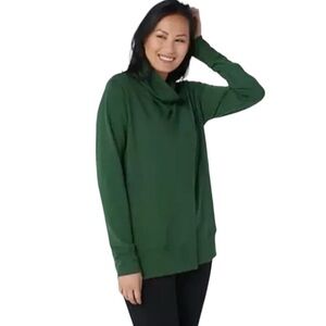 Cuddl Duds Stylish smooth soft Green Lightweight Comfort Drape Front Cardigan